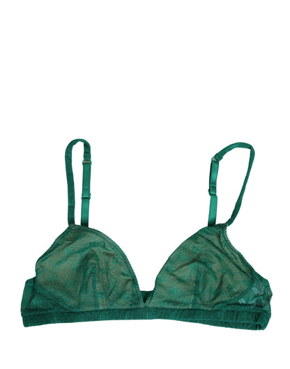 Green Nylon Stretch Soft Cup Brassiere Underwear