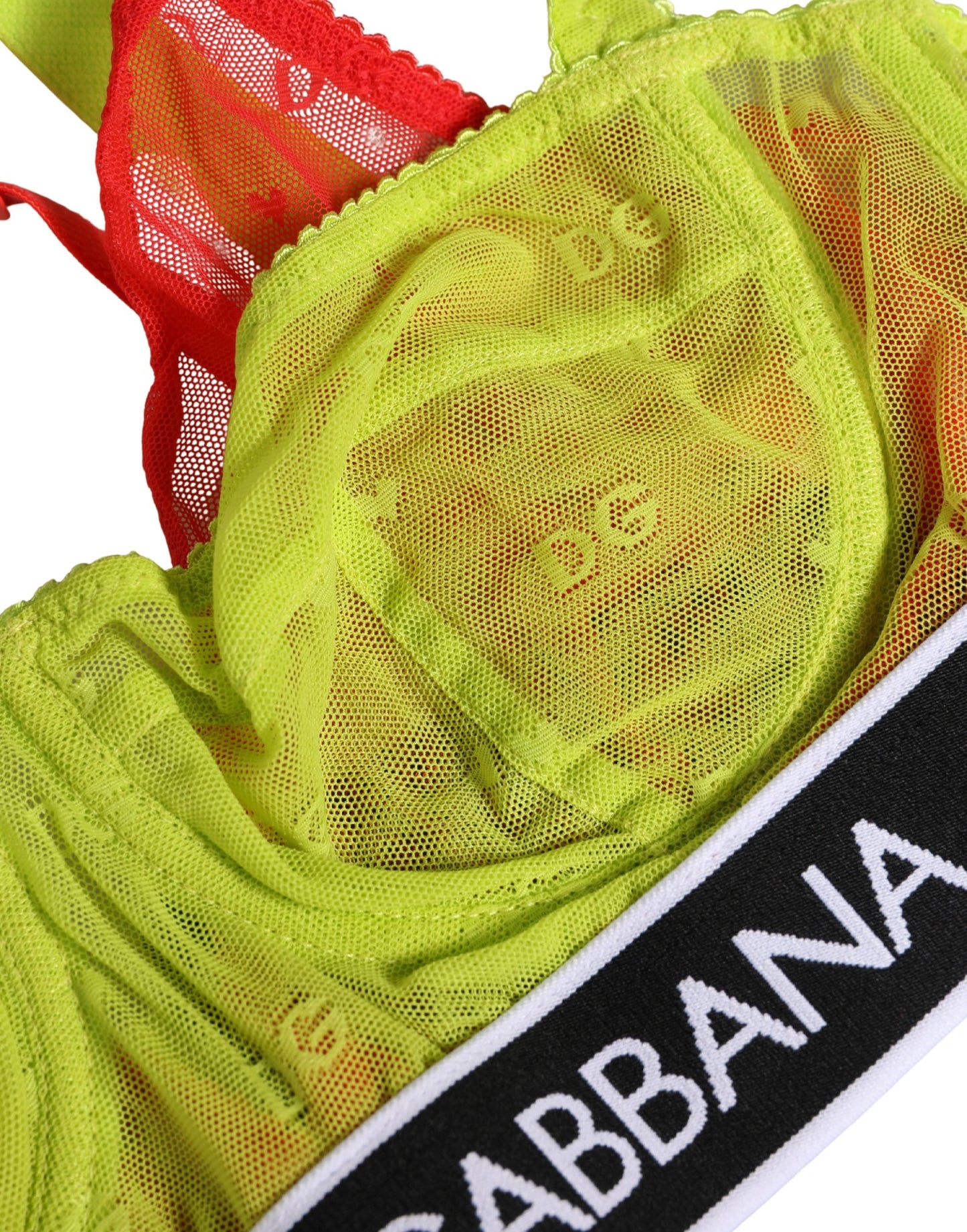 Yellow Nylon Layered Lace Balconnet Bra Underwear
