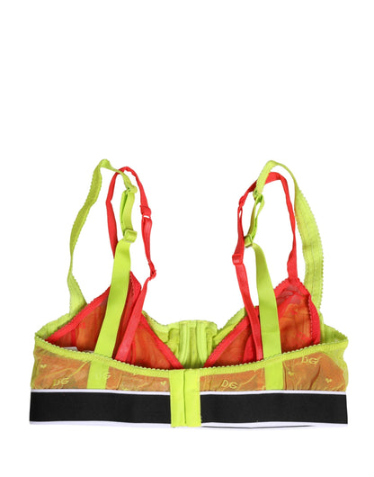 Yellow Nylon Layered Lace Balconnet Bra Underwear
