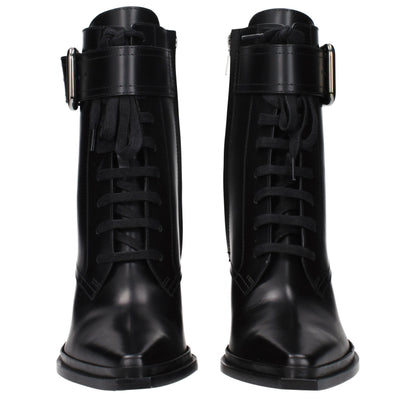 Black Leather Ankle Boots