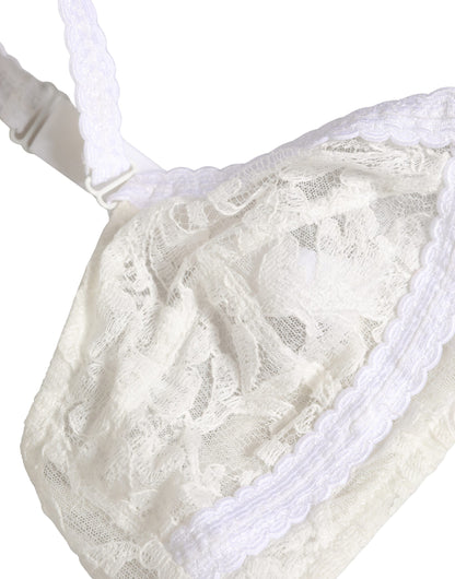 White Cotton Lace Wireless Soft Cup Bra Underwear