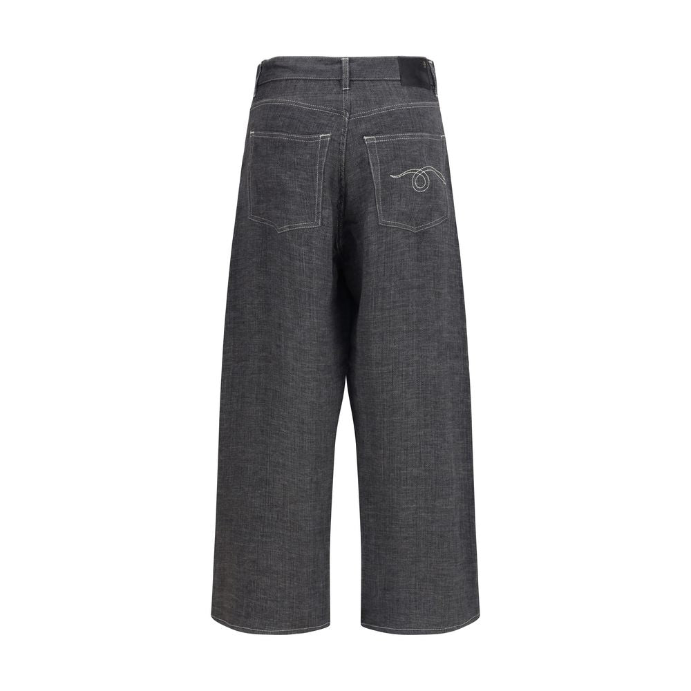 Gray Linen Relaxed Fit Jeans