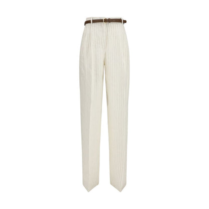 Beige Linen Casual Pants