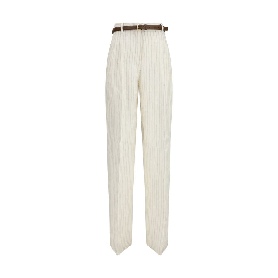 Beige Linen Casual Pants