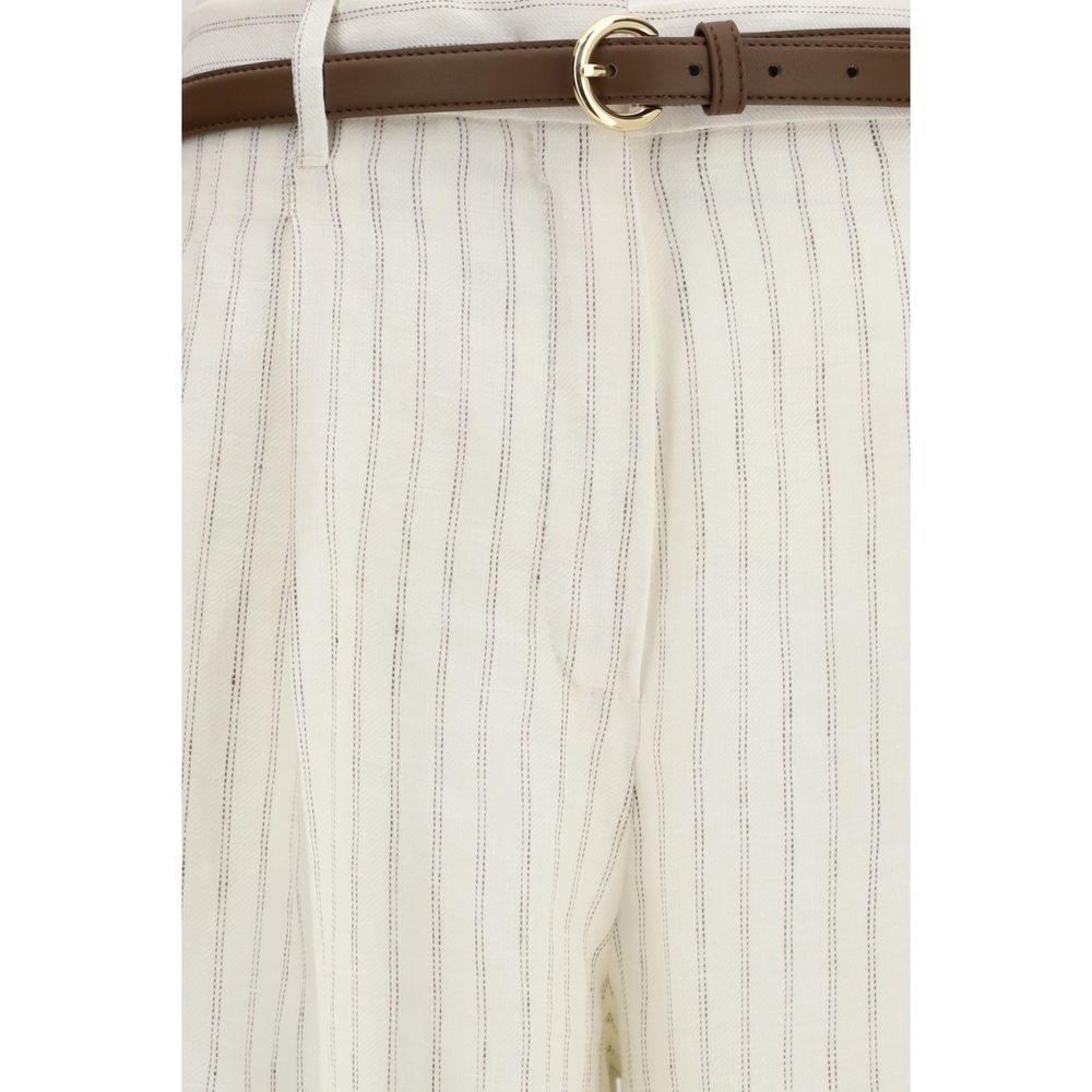 Beige Linen Casual Pants