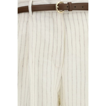 Beige Linen Casual Pants