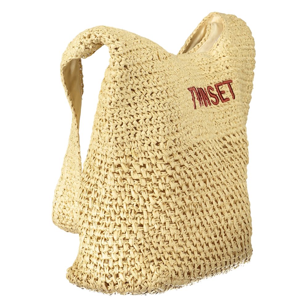 Beige Fabric Womens Bag