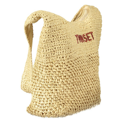 Beige Fabric Womens Bag