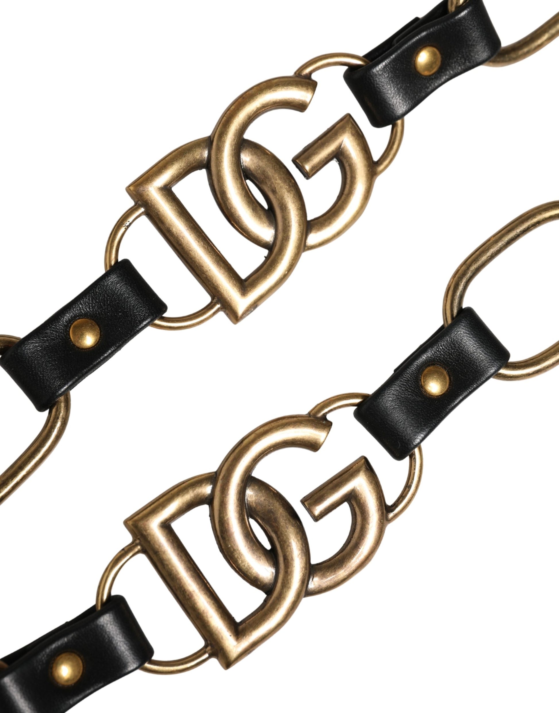 Black Leather Gold Chain Bag Accessory Shoulder Strap