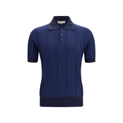 Blue Cotton Polo Shirt