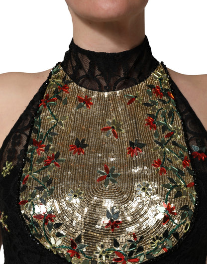 Black Sequin Embellished Sheath Mini Dress