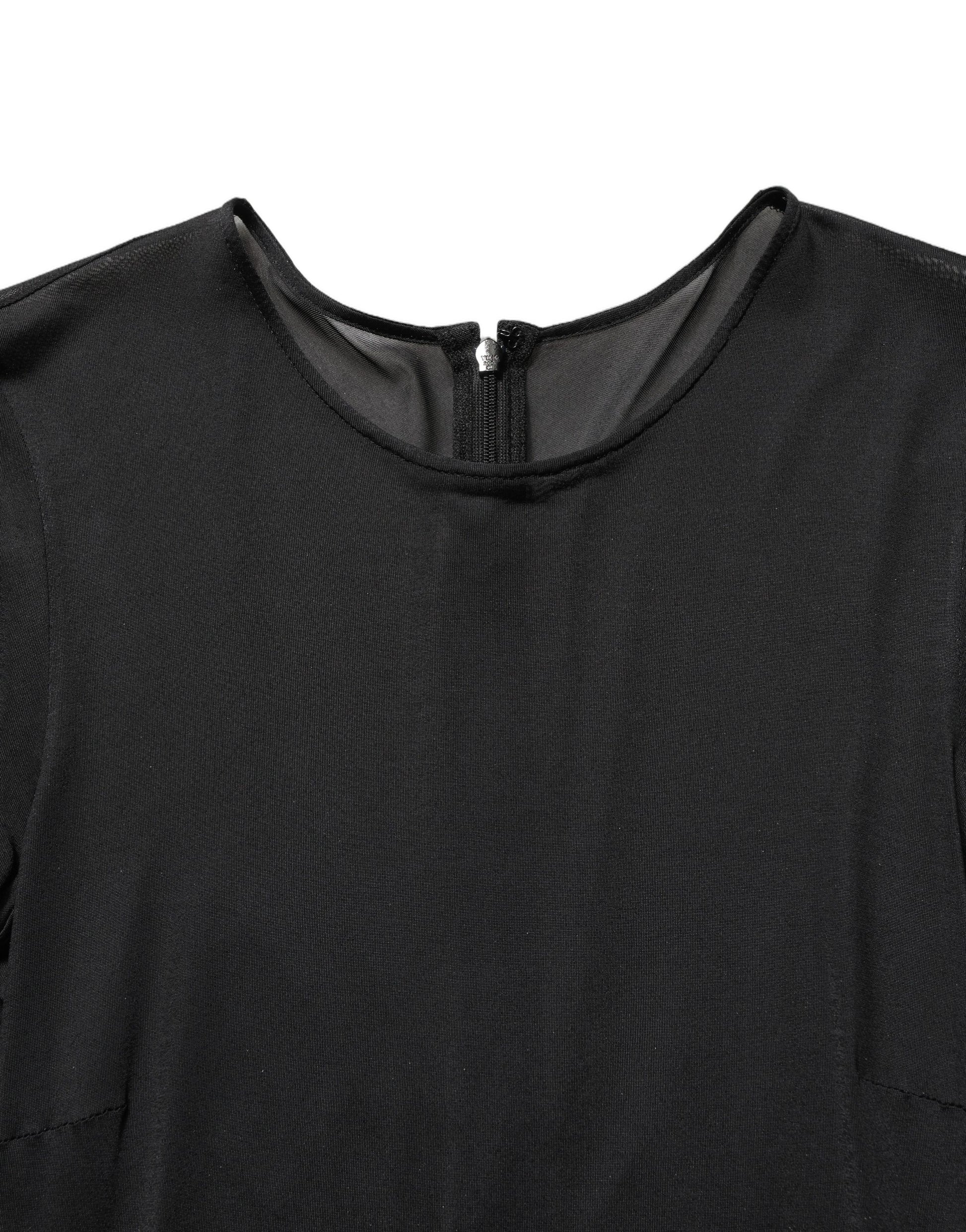 Black Sheer Long Sleeves Sheath Midi Dress