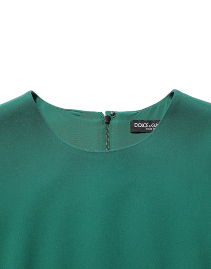 Green Viscose Long Sleeves A-line Mini Dress