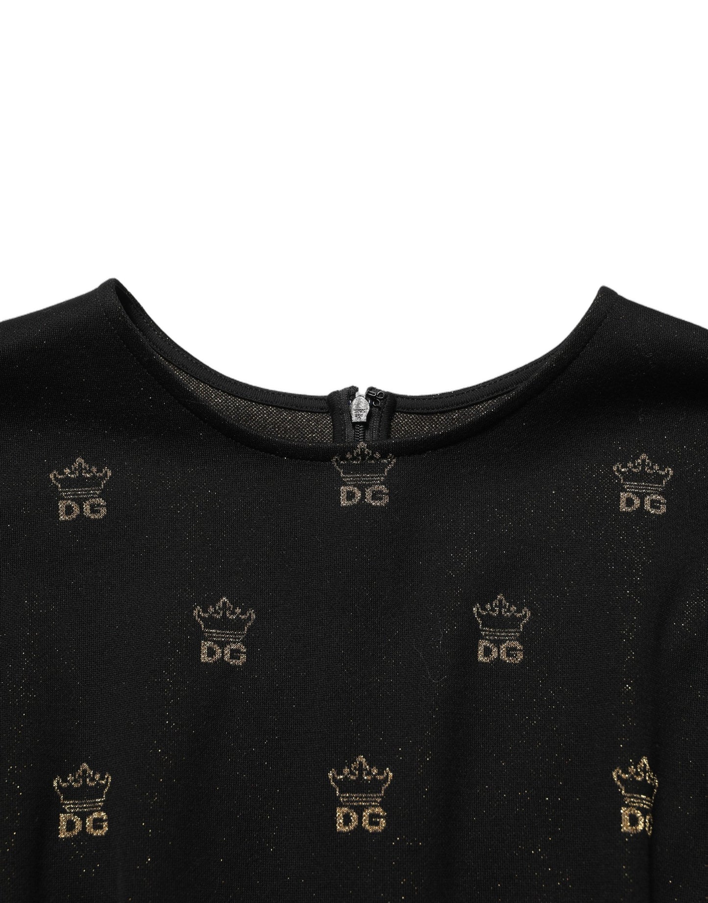 Black DG Crown Short-Sleeve Sheath Dress