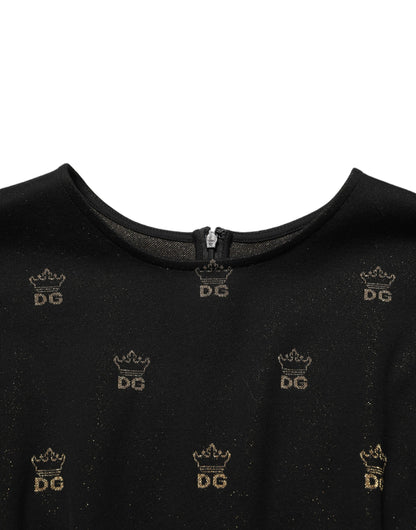 Black DG Crown Short-Sleeve Sheath Dress