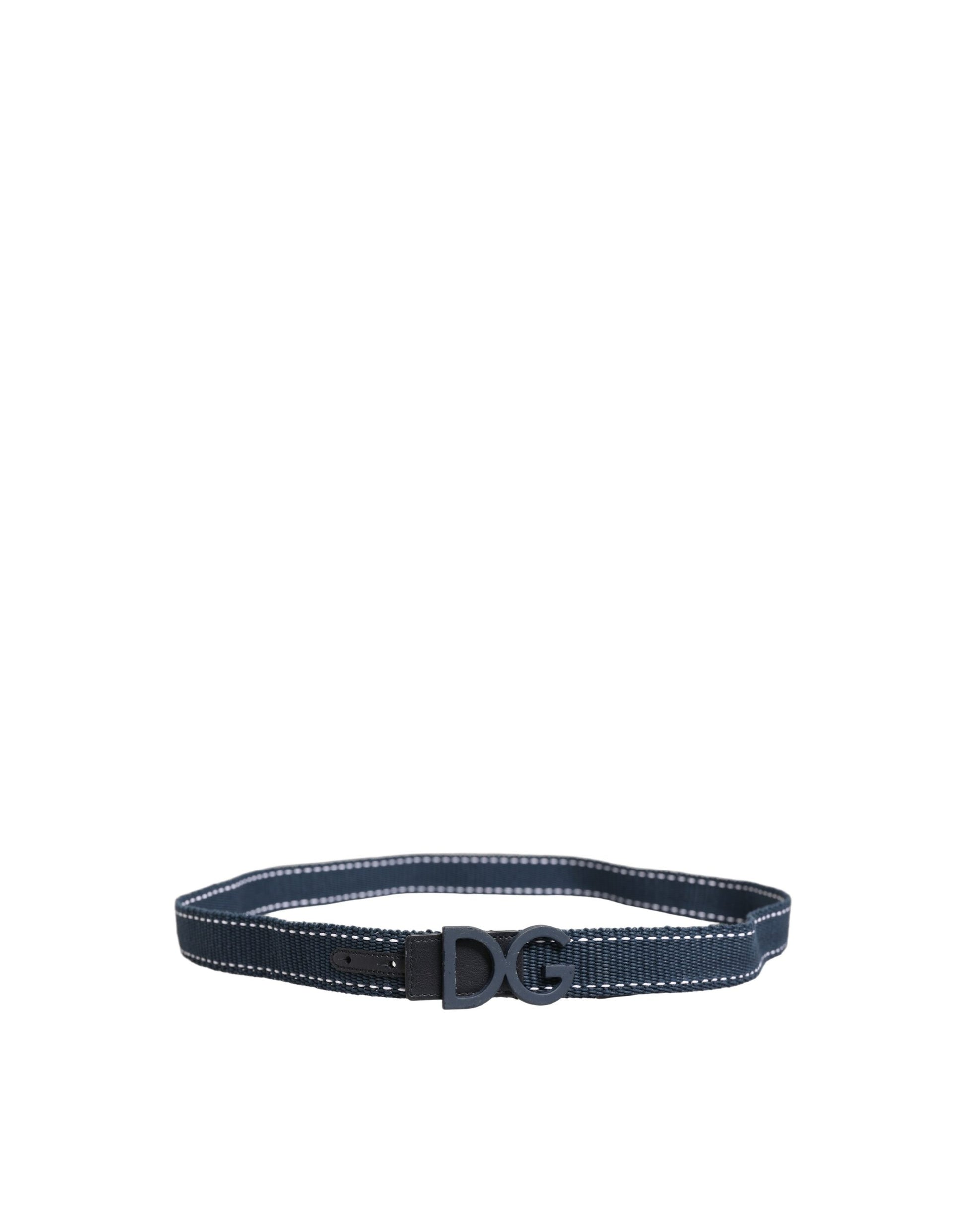 Blue Cotton Canvas DG Logo Metal Buckle Belt