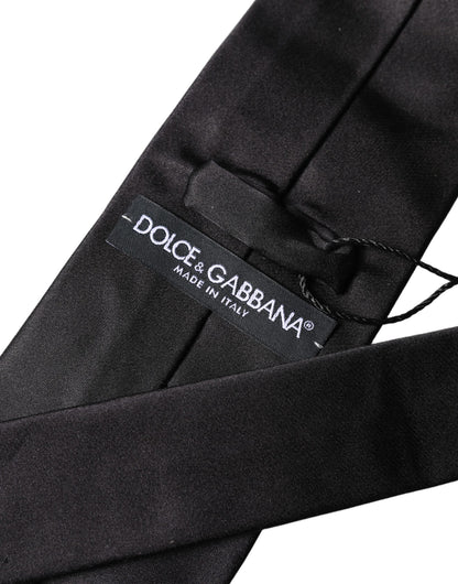 Black Satin 100% Silk Adjustable Men Tied Necktie Tie