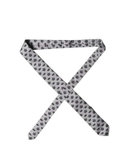 Gray Crown Fantasy Silk Adjustable Men Tied Necktie Tie