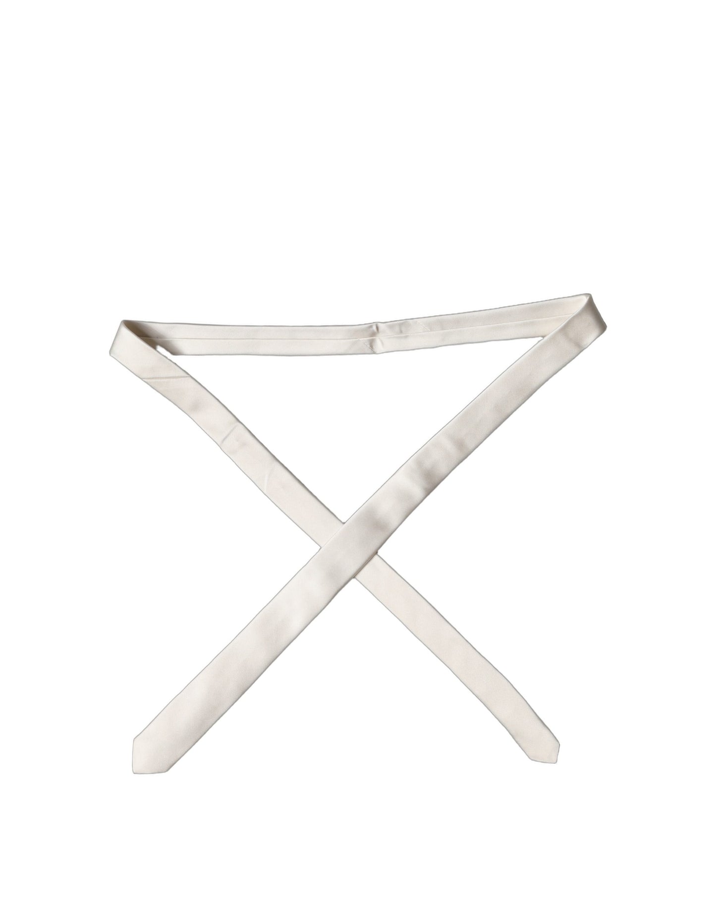 Off White Satin 100% Silk Adjustable Men Tied Necktie Tie
