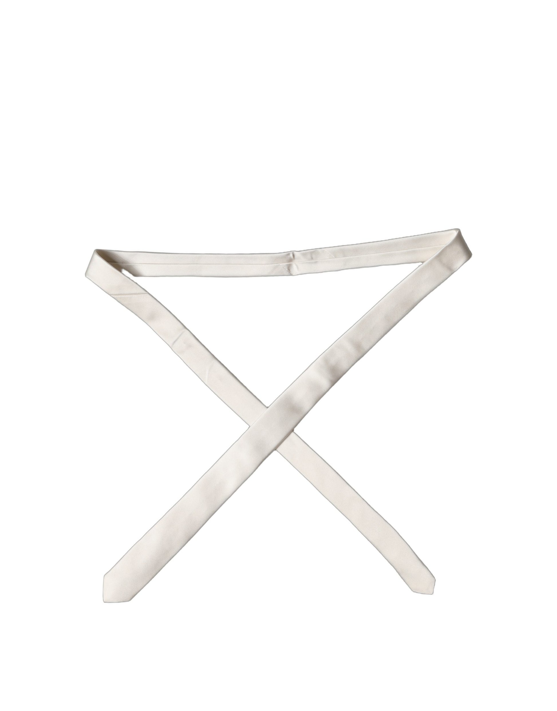 Off White Satin 100% Silk Adjustable Men Tied Necktie Tie