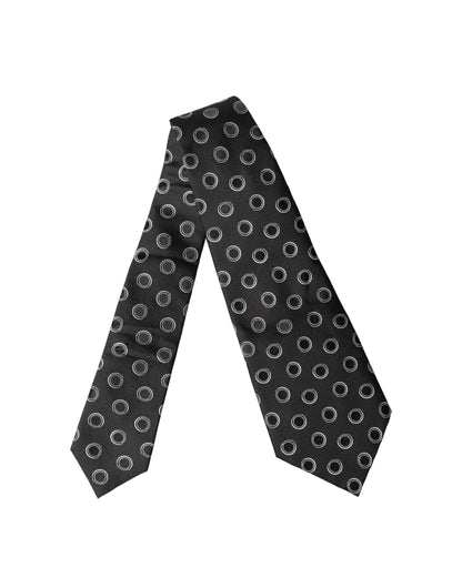 Black White Polka Dot Silk Adjustable Women Necktie Tie