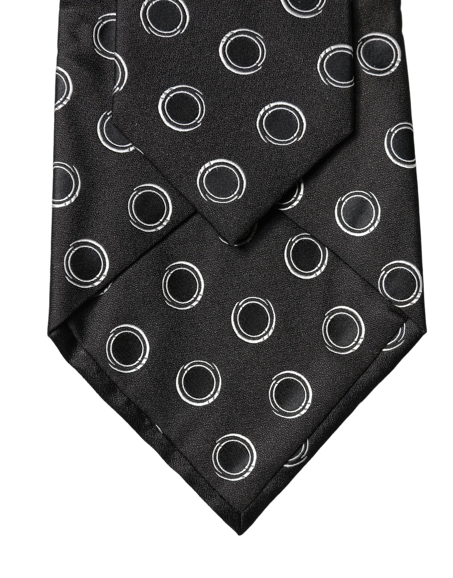 Black White Polka Dot Silk Adjustable Women Necktie Tie