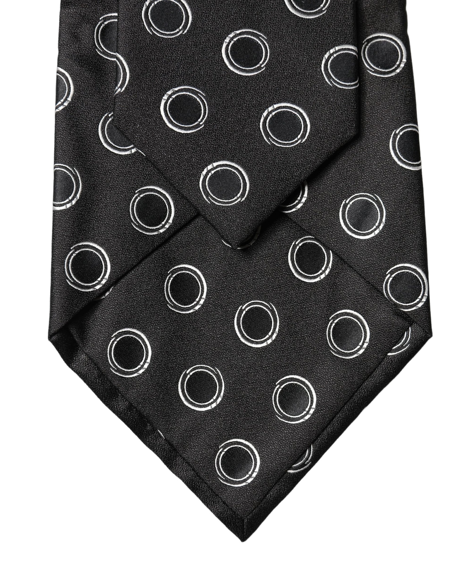 Black White Polka Dot Silk Adjustable Women Necktie Tie