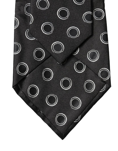 Black White Polka Dot Silk Adjustable Women Necktie Tie