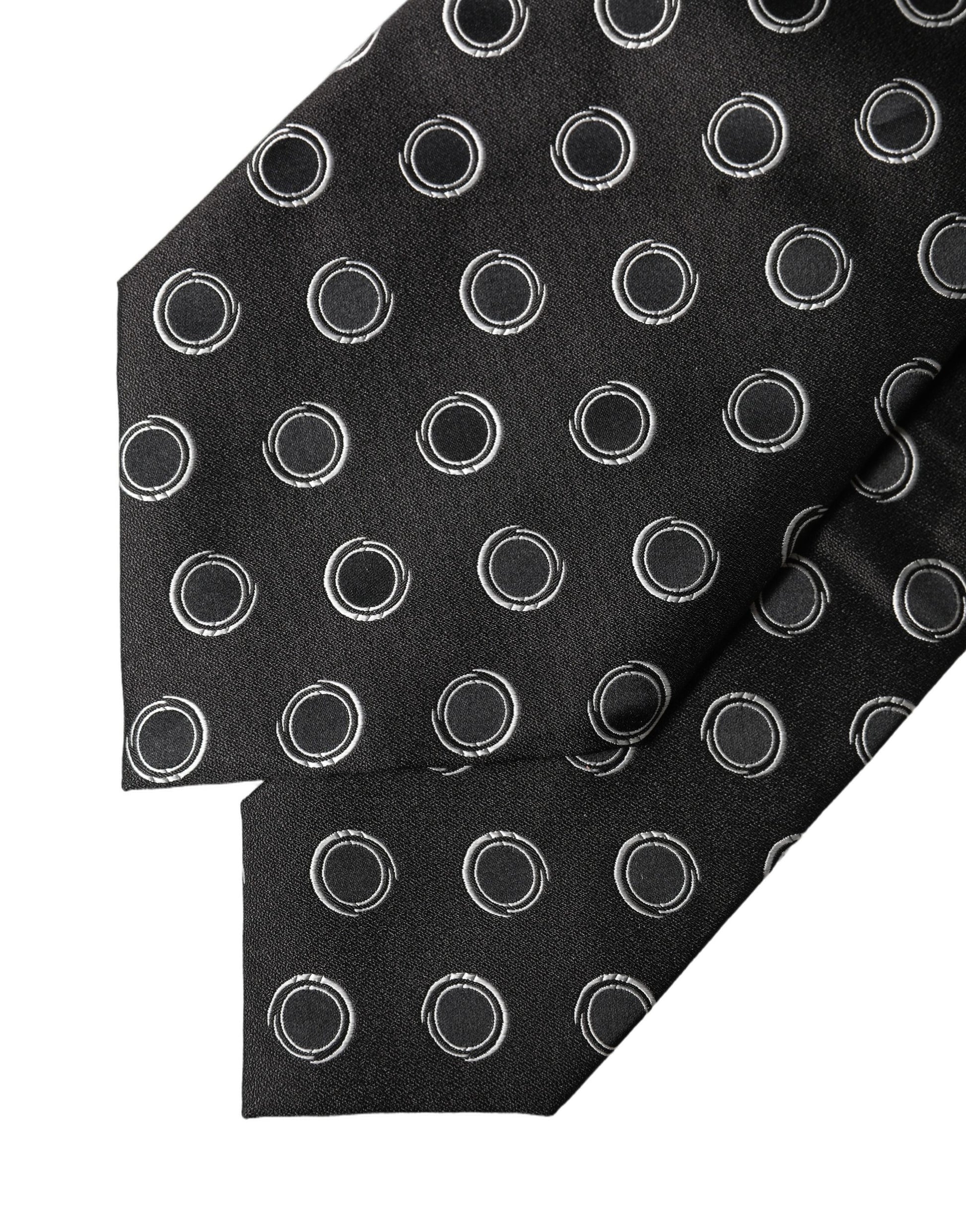 Black White Polka Dot Silk Adjustable Women Necktie Tie