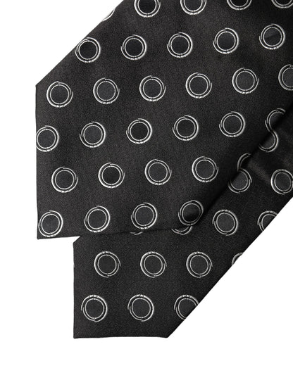 Black White Polka Dot Silk Adjustable Women Necktie Tie