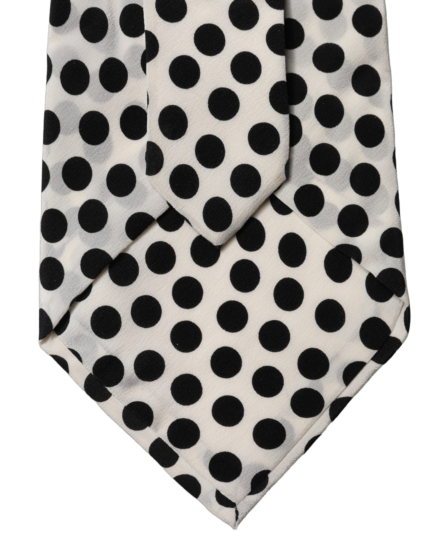 White Black Polka Dot Silk Adjustable Women Necktie Tie