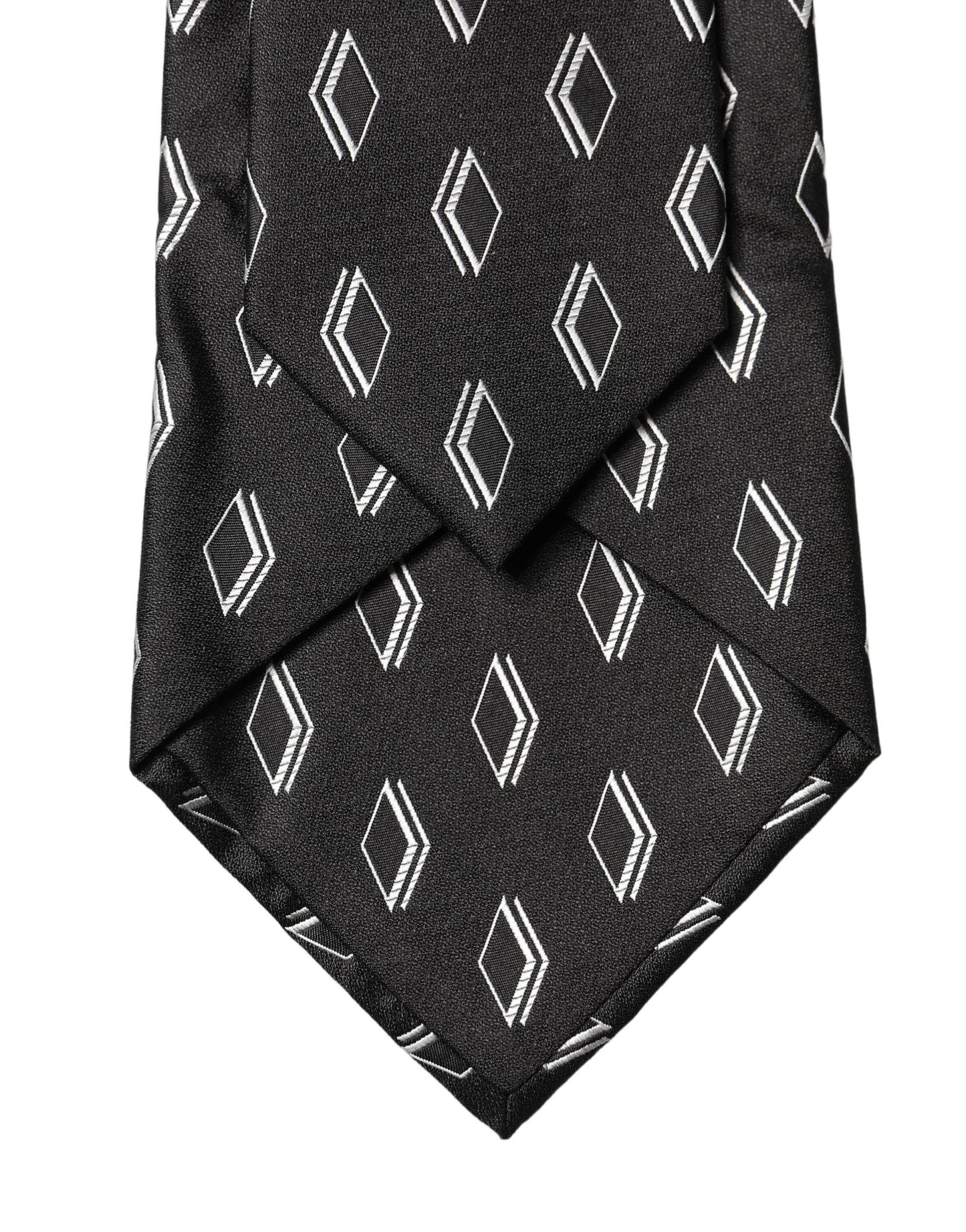 Black Patterned Silk Adjustable Women Tied Necktie Tie