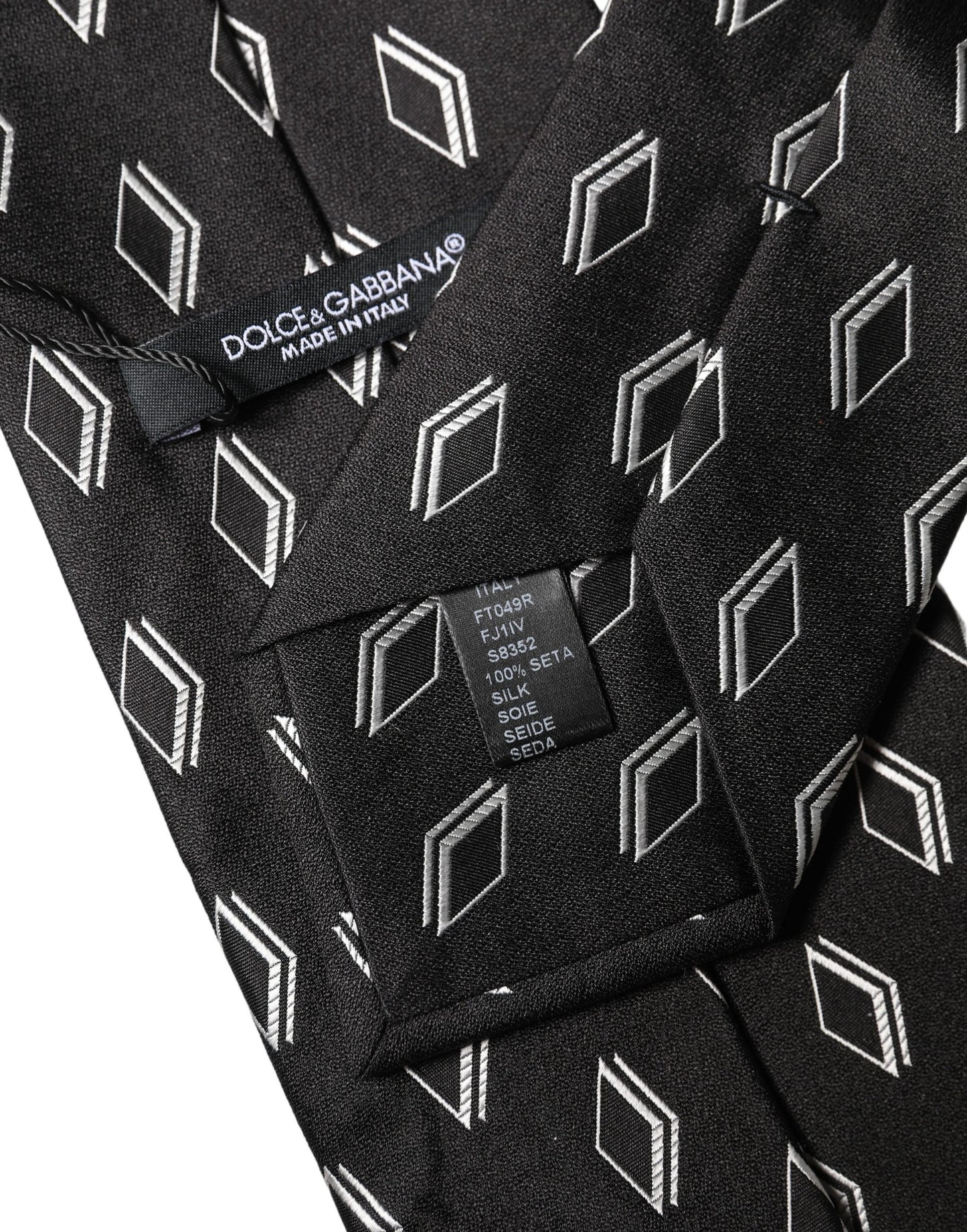 Black Patterned Silk Adjustable Women Tied Necktie Tie