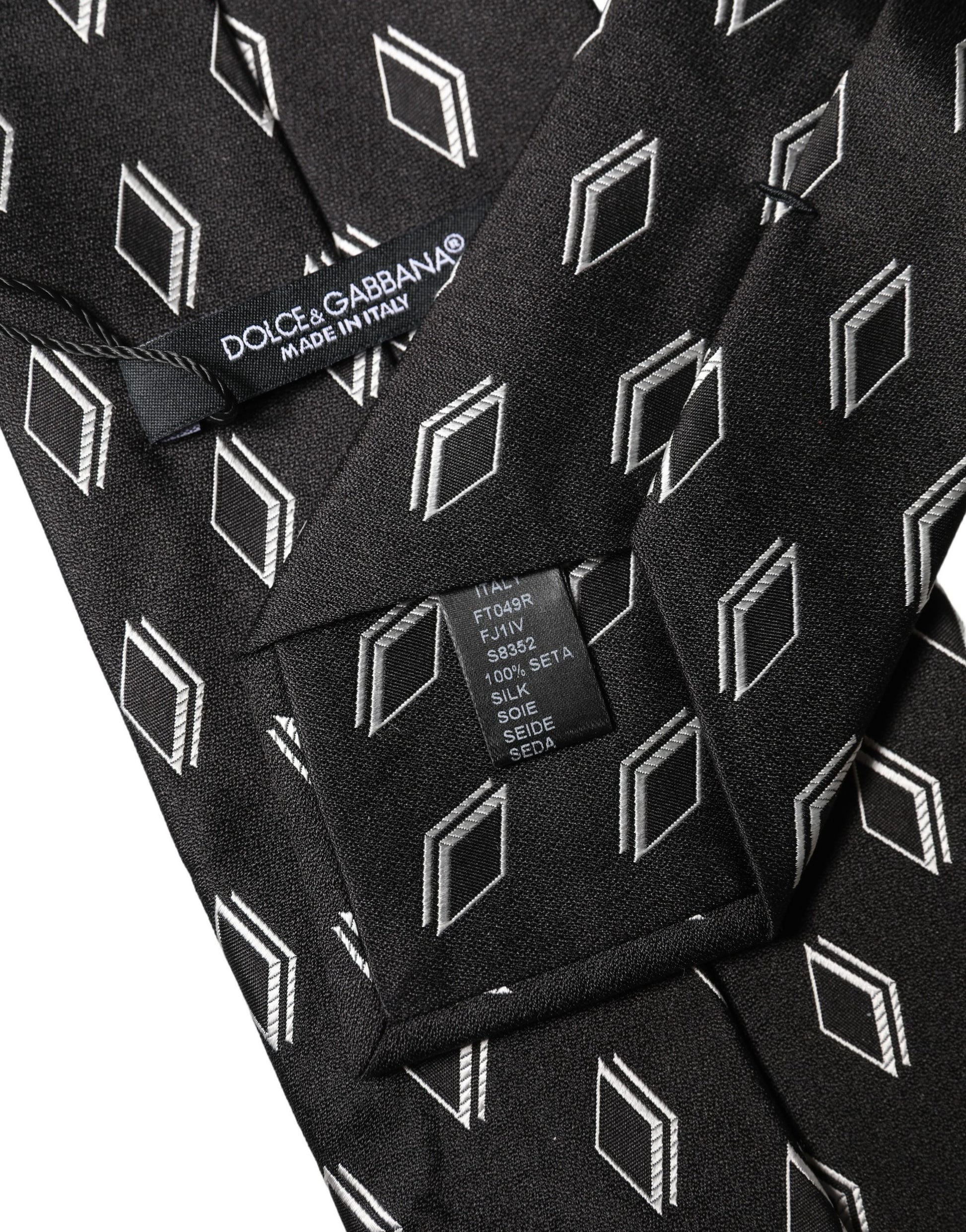 Black Patterned Silk Adjustable Women Tied Necktie Tie