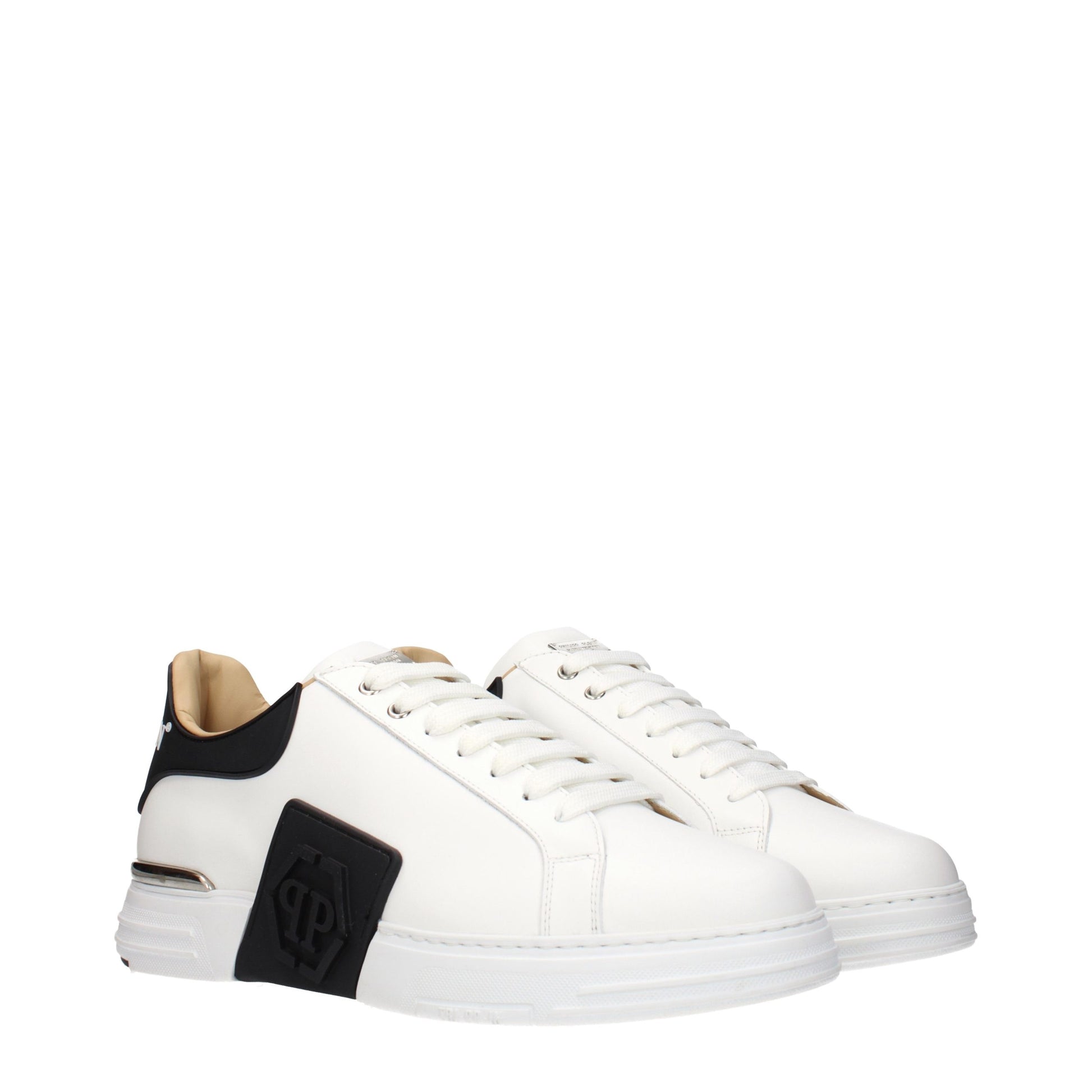 White Leather Low Top Sneakers