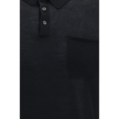 Black Cotton Polo Shirt
