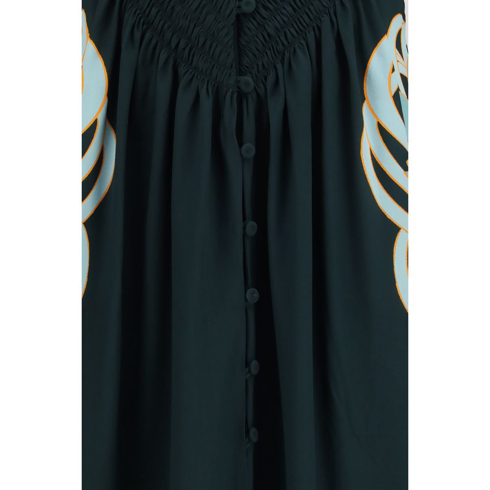 Blue Silk Casual Dress