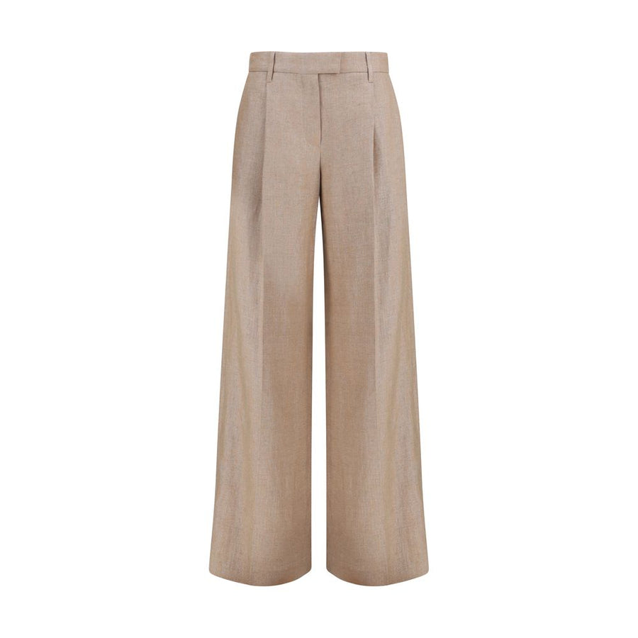 Beige Linen Casual Pants
