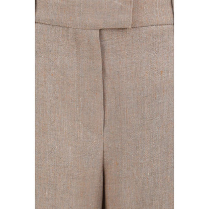 Beige Linen Casual Pants