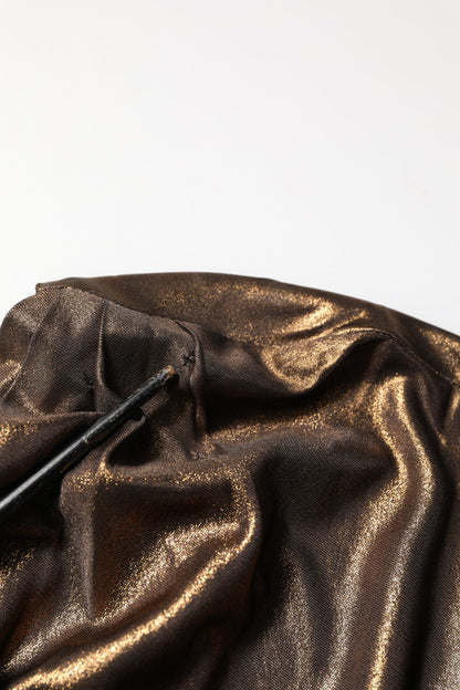Bronze Asymmetrical Draping OneShoulder Dress