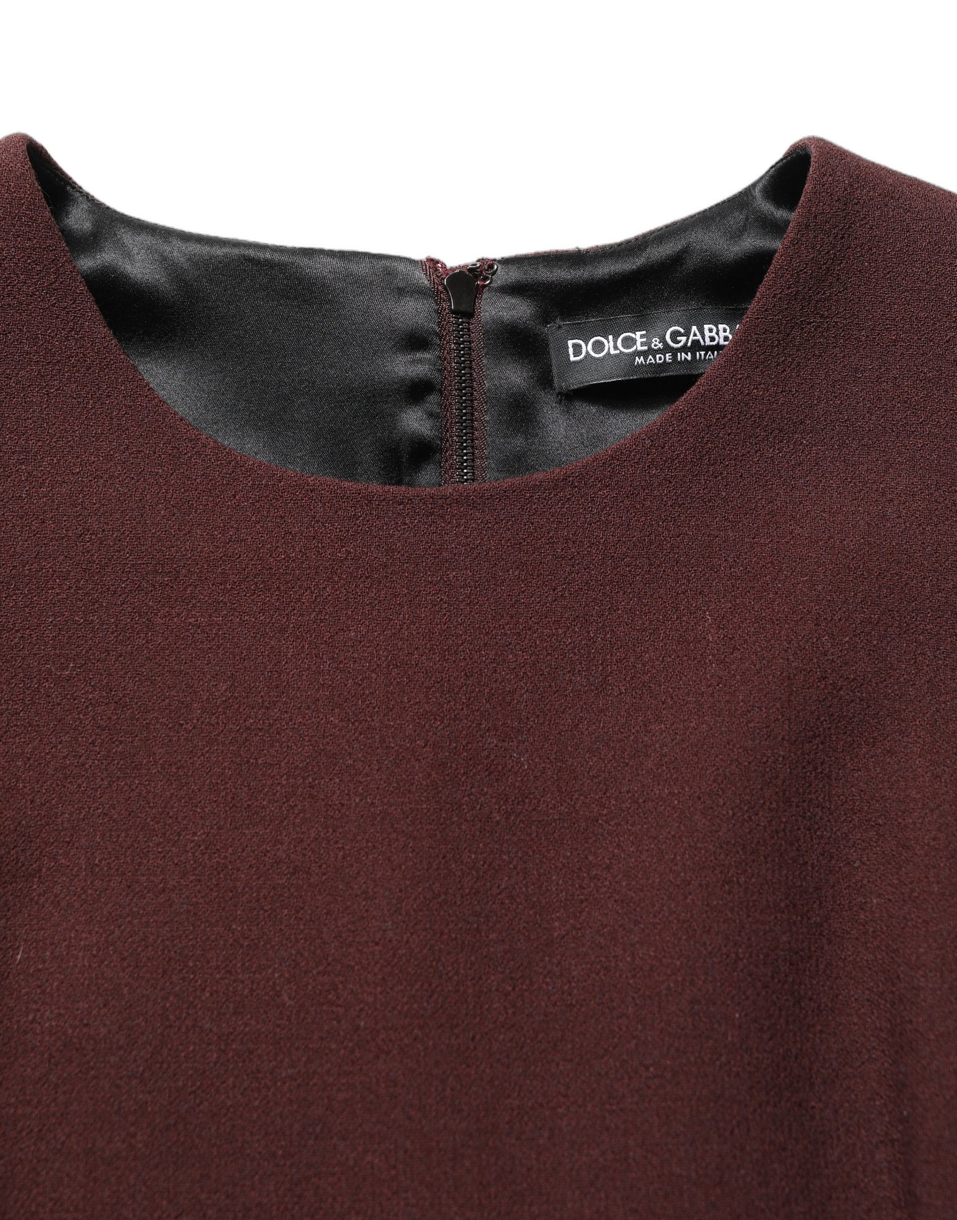 Maroon Lace Sleeveless Knee Length Dress