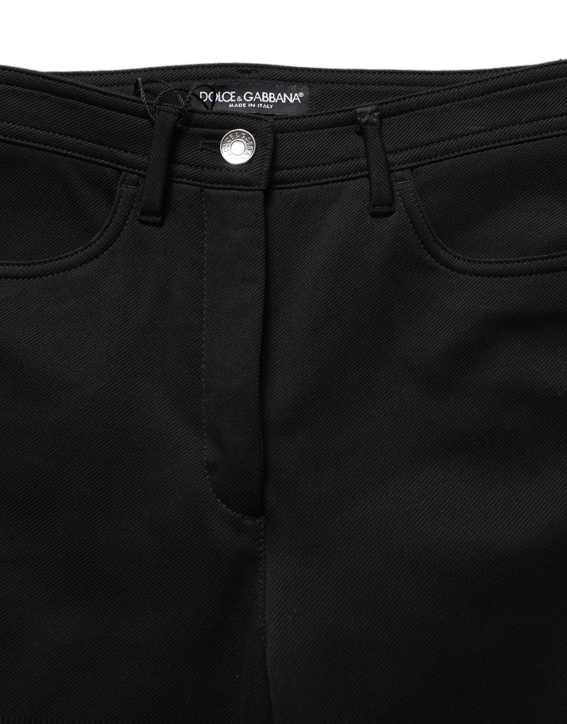 Black Nylon Stretch Skinny High Waist Pants