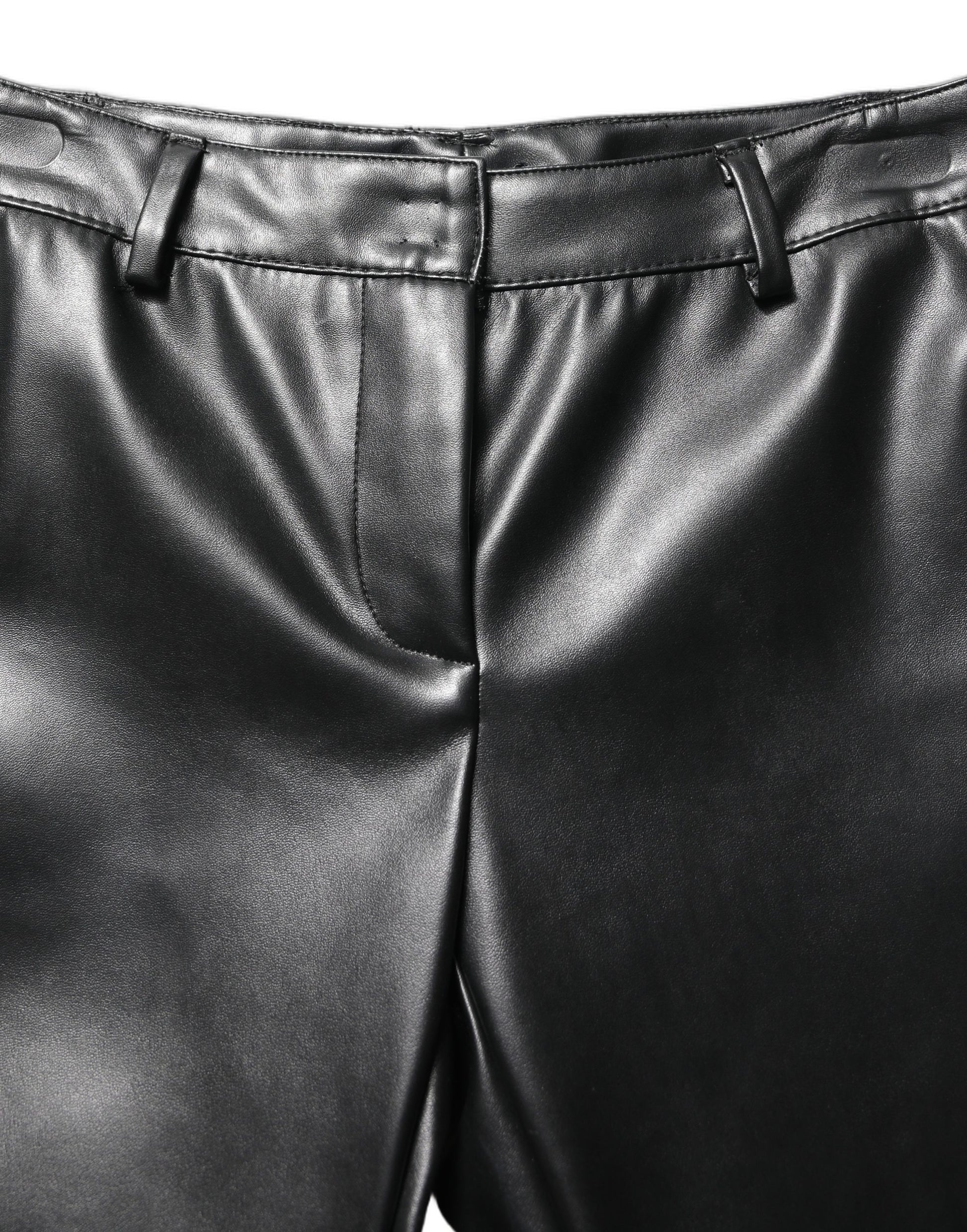 Black PU Leather High Waisted Trouser Pants