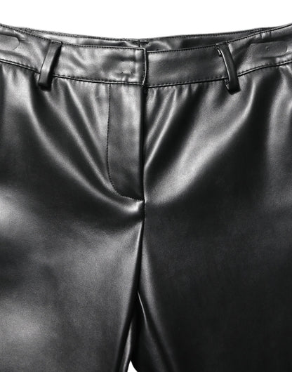Black PU Leather High Waisted Trouser Pants