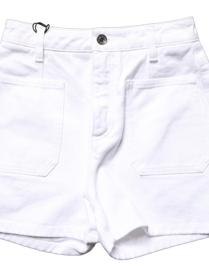 White Cotton HighWaist Denim Hotpants Shorts