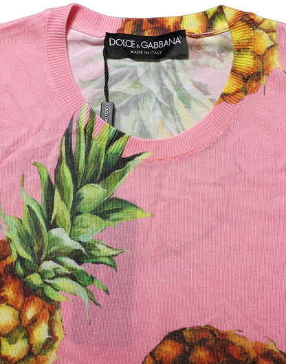 Pink Pineapple Roundneck Sleeveless Tank Top