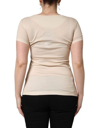 Beige Jungle Print Cotton Round Neck T-Shirt