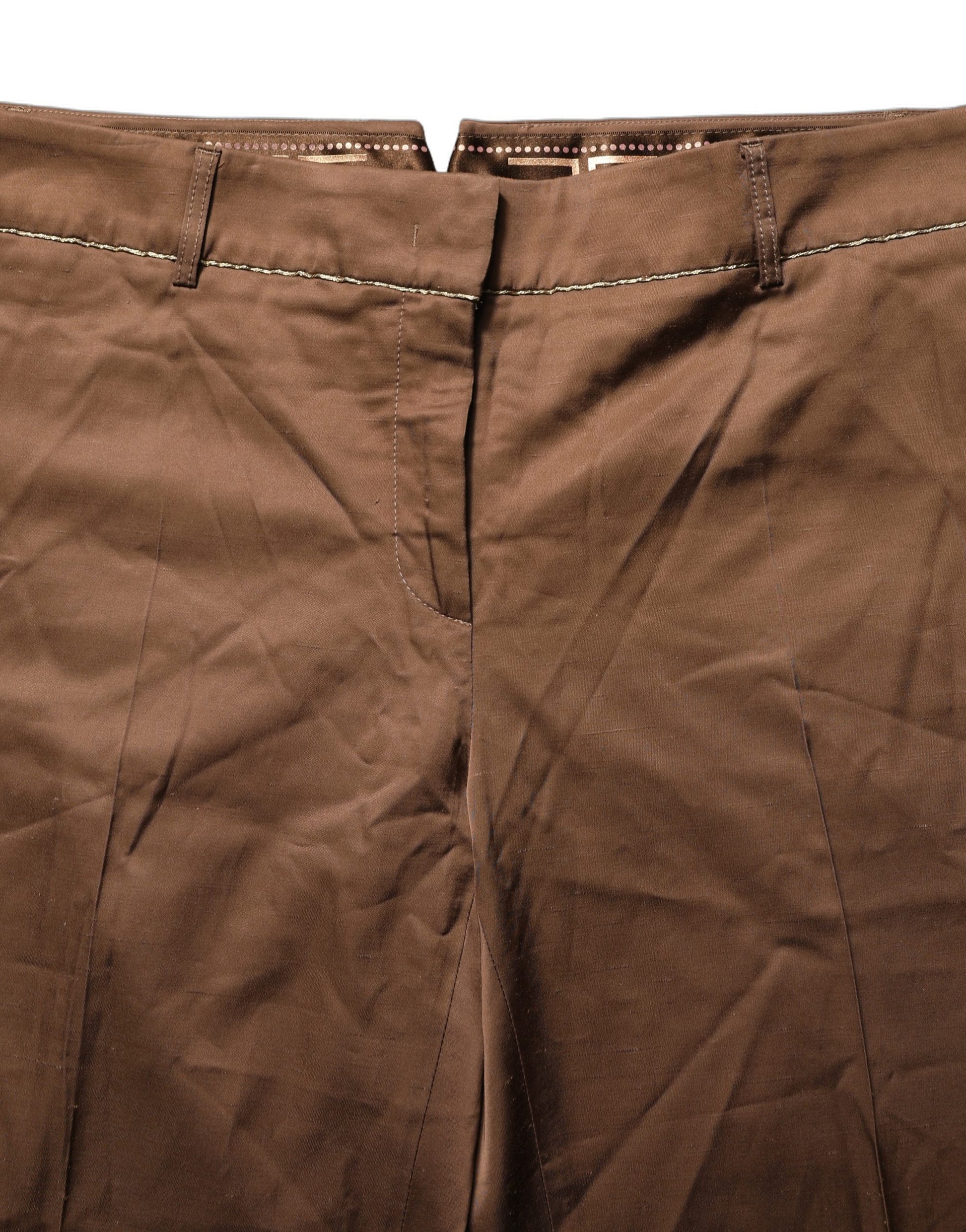 Brown High Waist Flared Trouser Pants