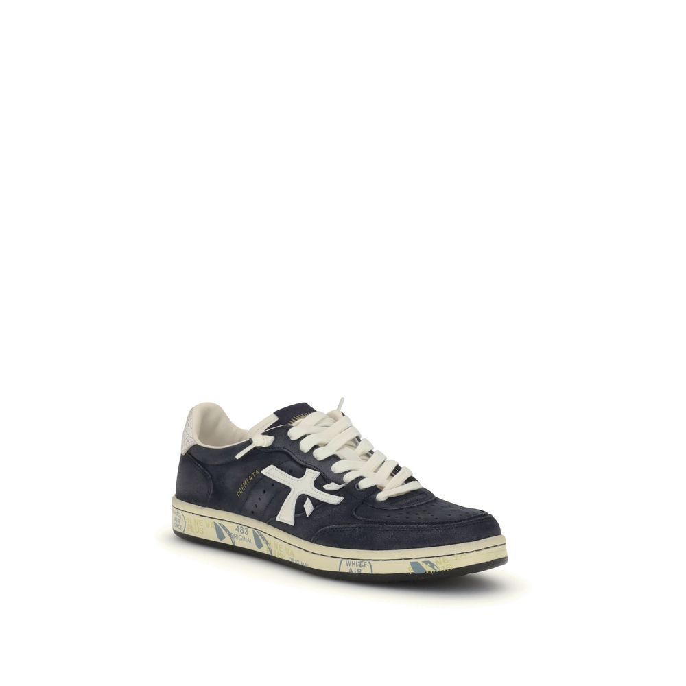 Blue Calf Leather Bos Taurus Low Top Sneakers