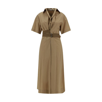 Brown Cotton Casual Dress